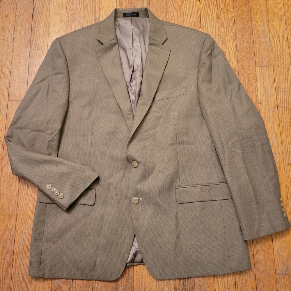 Ralph Lauren 46R Blazer Tan Microcheck Sport Coat Jacket Academia Preppy Twee